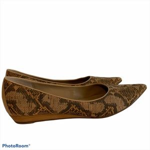 Donald J Pliner 8M ori python print ballet flat pointed toe cork career dressy